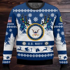 US Navy You’ll Never Walk Alone – Custom Name and Rank Ugly Sweater