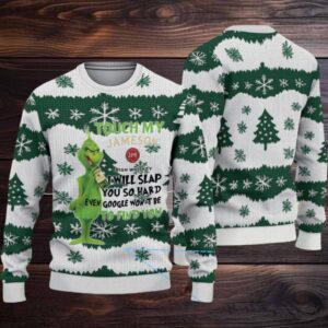 White Green Jameson Grinch Touch My Whiskey Christmas Ugly Sweater