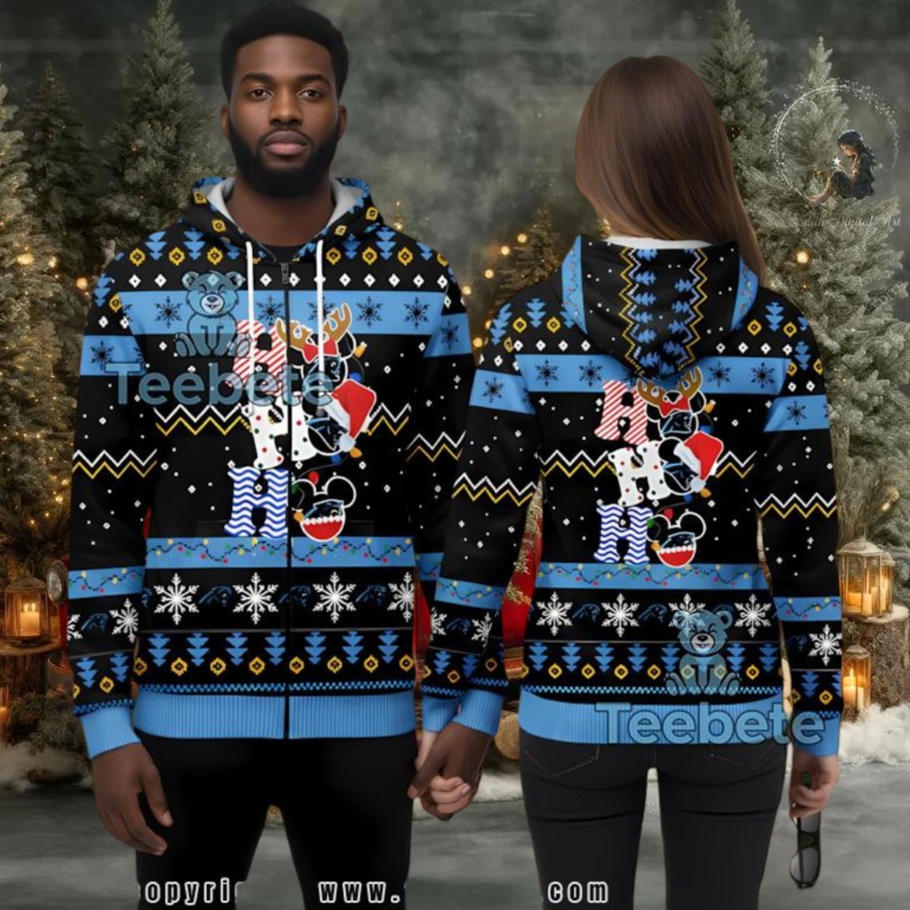 Carolina Panthers Ho Ho Ho Mickey Mouse 3D Ugly Hoodie Men Carolina Panthers Ho Ho Ho Mickey Mouse 3D Ugly Hoodie Men