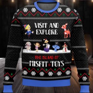 Visit And Explore The Island Of Misfit Toys Ugly Christmas Sweater