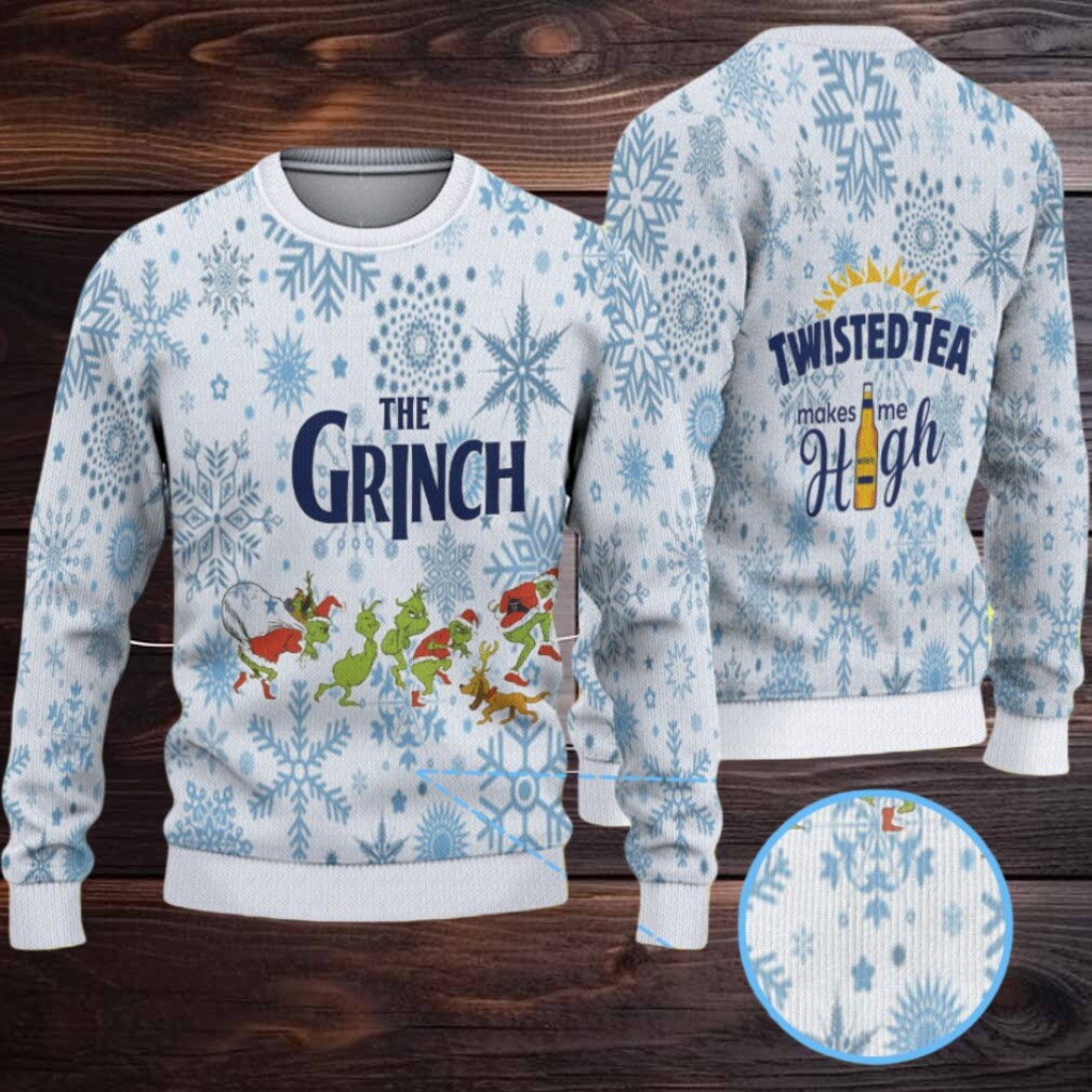 White Blue Twisted Tea Grinch Snowflake Pattern Ugly Sweater White Blue Twisted Tea Grinch Snowflake Pattern Ugly Sweater