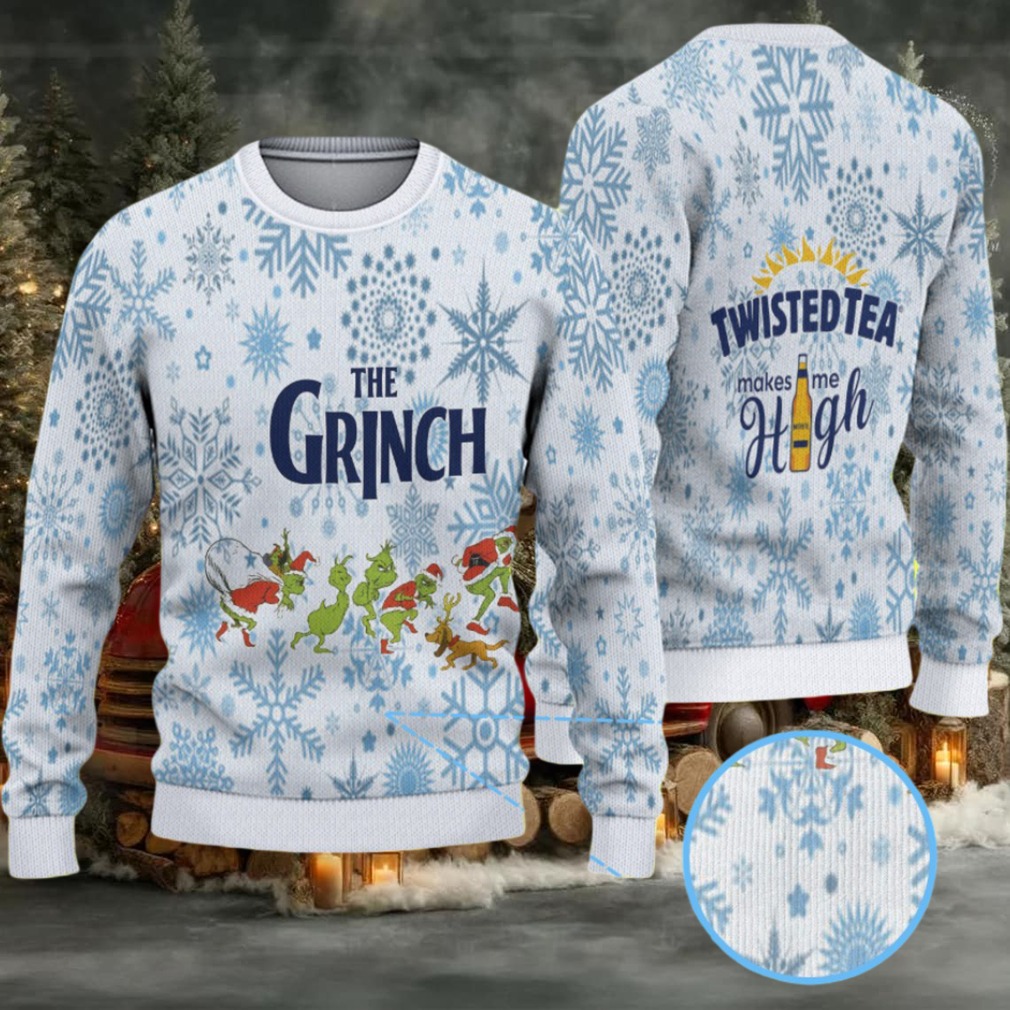 White Blue Twisted Tea Grinch Snowflake Pattern Ugly Sweater White Blue Twisted Tea Grinch Snowflake Pattern Ugly Sweater