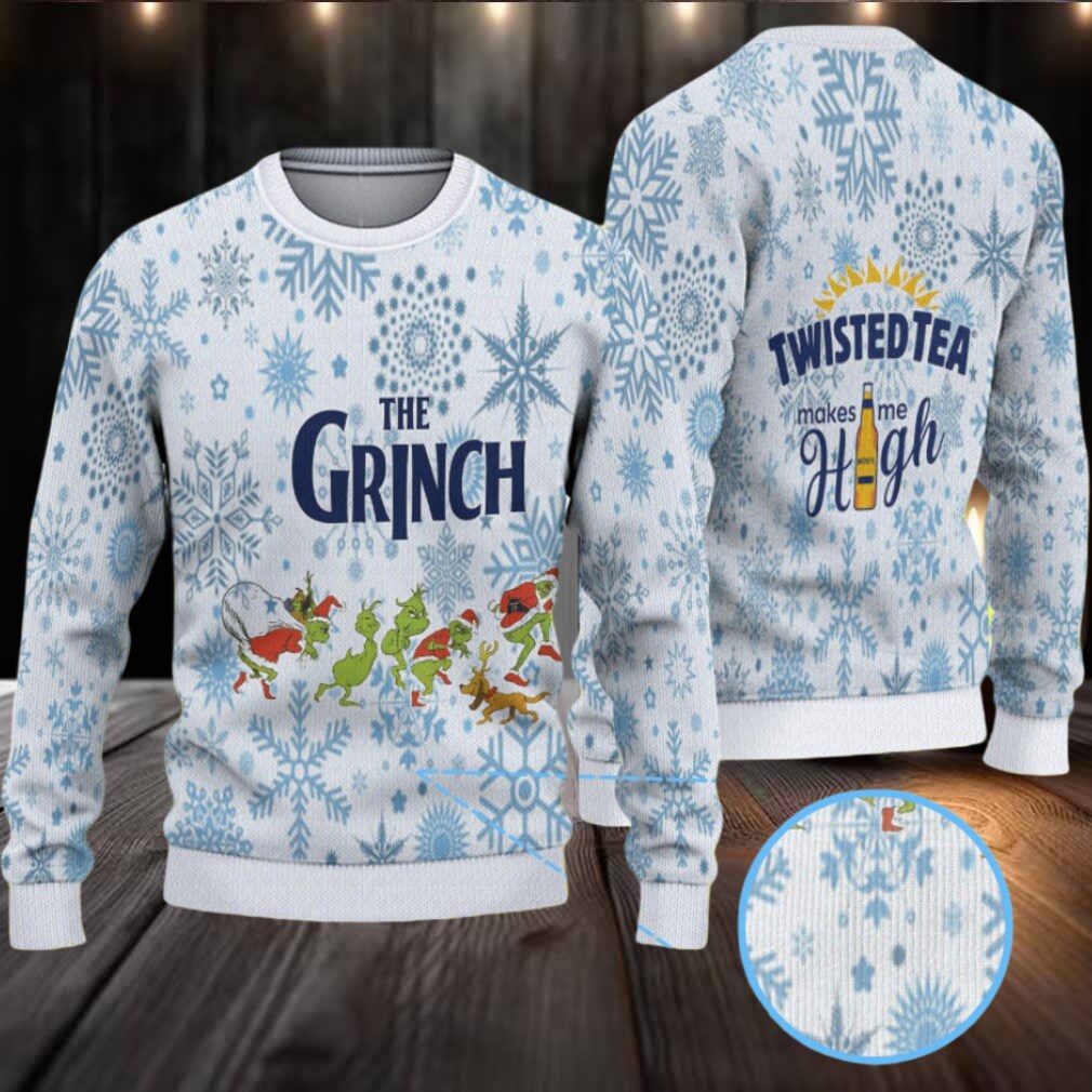 White Blue Twisted Tea Grinch Snowflake Pattern Ugly Sweater White Blue Twisted Tea Grinch Snowflake Pattern Ugly Sweater