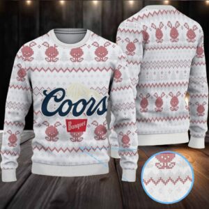 White Coors Banquet Beer Bunny Pattern Ugly Sweater