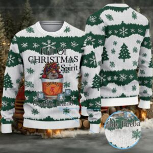 White & Forest Green Snowflake Christmas Tree Fair Isle Bacardi Ugly Christmas Sweater