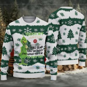 White Green Jameson Grinch Touch My Whiskey Christmas Ugly Sweater
