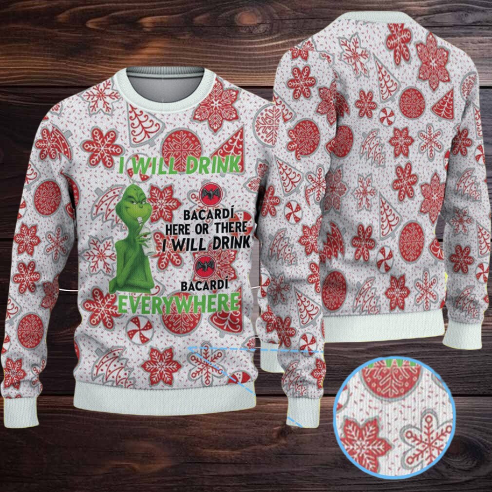 White & Red Gingerbread Cookie Snowflake Bacardi Ugly Christmas Sweater White & Red Gingerbread Cookie Snowflake Bacardi Ugly Christmas Sweater