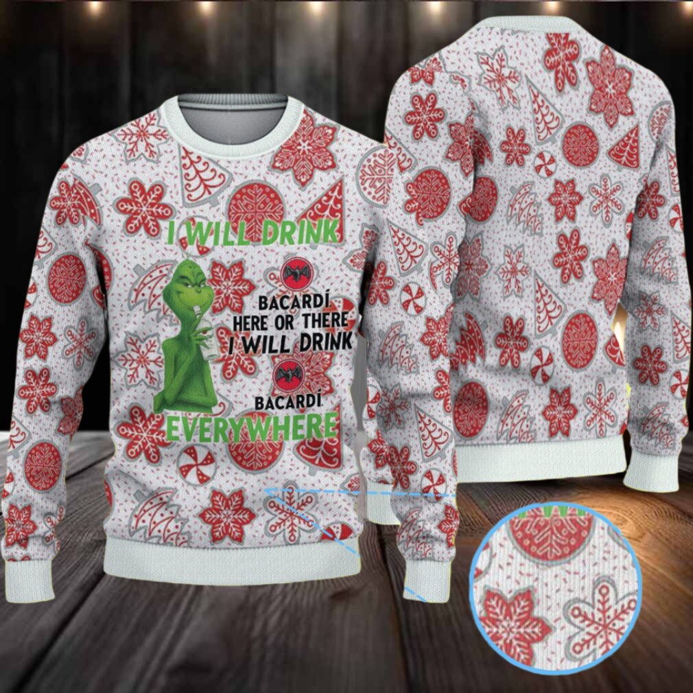 White & Red Gingerbread Cookie Snowflake Bacardi Ugly Christmas Sweater White & Red Gingerbread Cookie Snowflake Bacardi Ugly Christmas Sweater
