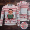 White & Red Reindeer Pattern “Bob Ross Painting Merry Landscape” Ugly Christmas Sweater White & Red Reindeer Pattern “Bob Ross Painting Merry Landscape” Ugly Christmas Sweater