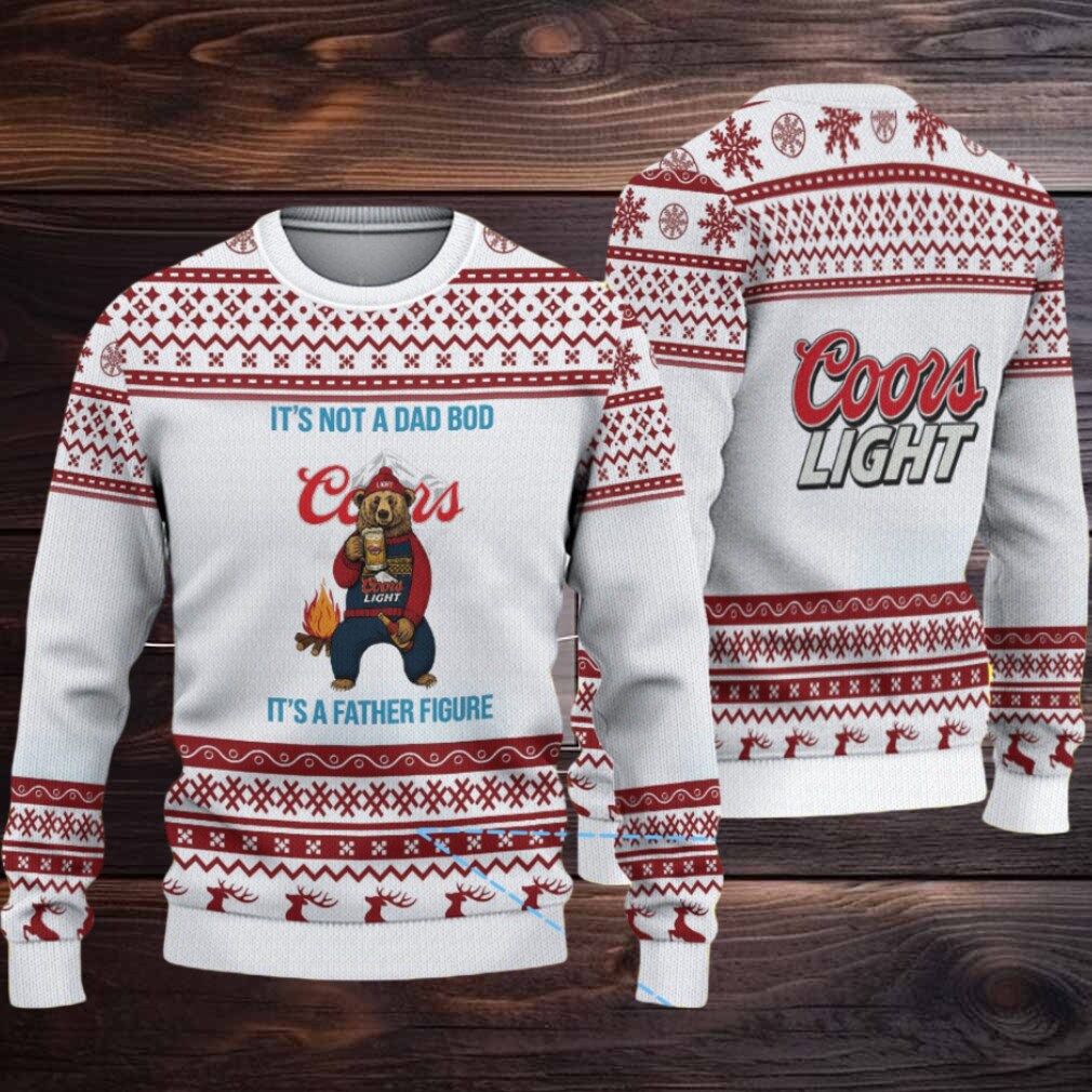 White & Red Reindeer Pattern “It’s Not a Dad Bod, It’s a Father Figure” Coors Light Ugly Christmas Sweater White & Red Reindeer Pattern “It’s Not a Dad Bod, It’s a Father Figure” Coors Light Ugly Christmas Sweater