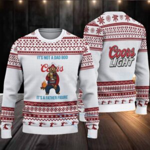 White & Red Reindeer Pattern “It’s Not a Dad Bod, It’s a Father Figure” Coors Light Ugly Christmas Sweater