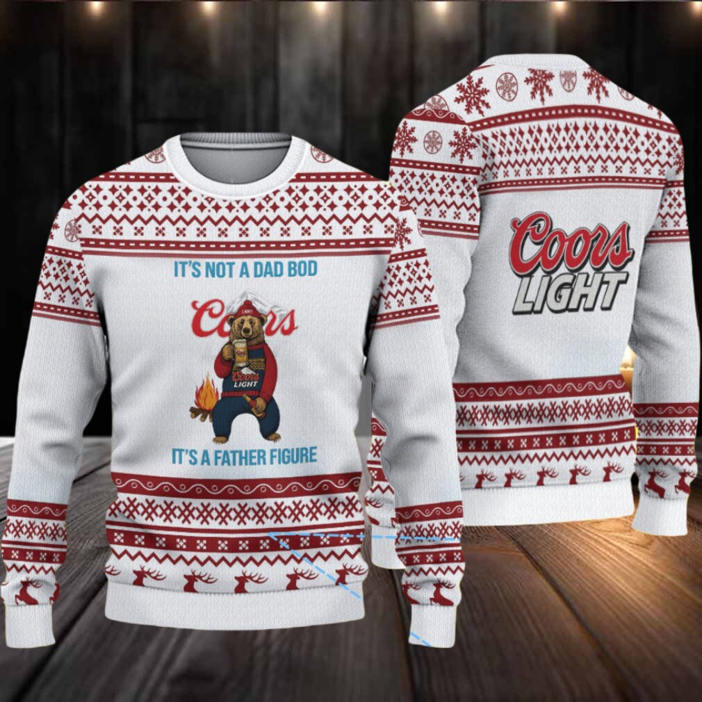 White & Red Reindeer Pattern “It’s Not a Dad Bod, It’s a Father Figure” Coors Light Ugly Christmas Sweater White & Red Reindeer Pattern “It’s Not a Dad Bod, It’s a Father Figure” Coors Light Ugly Christmas Sweater