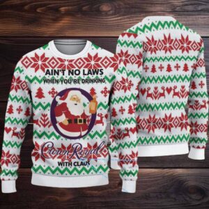 White Red and Green Fair Isle Santa Crown Royal Ugly Christmas Sweater