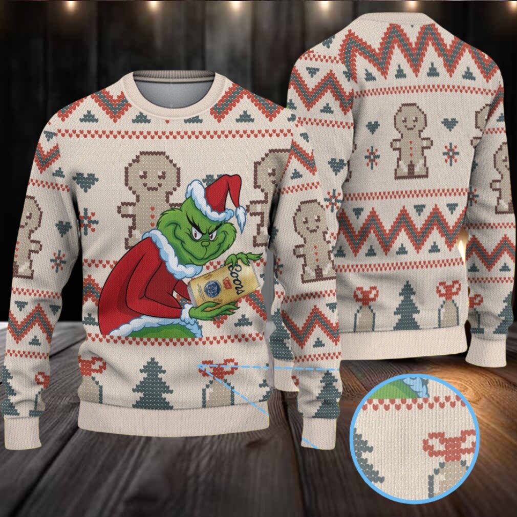 White Tan Coors Grinch Gingerbread Christmas Pattern Ugly Sweater White Tan Coors Grinch Gingerbread Christmas Pattern Ugly Sweater