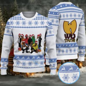 White and Blue Snowflake Knit “Wu Tang Clan Christmas Crew” Ugly Christmas Sweater