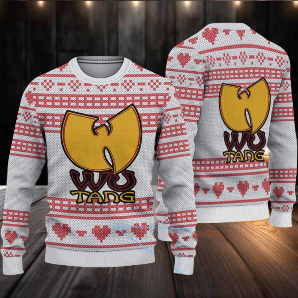 White and Red Heart Pattern Knit “Wu Tang Clan Yellow Logo” Ugly Christmas Sweater White and Red Heart Pattern Knit “Wu Tang Clan Yellow Logo” Ugly Christmas Sweater