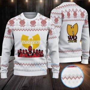 White and Red Pixel Pattern “Wu Tang Clan Christmas Crew Edition” Ugly Christmas Sweater
