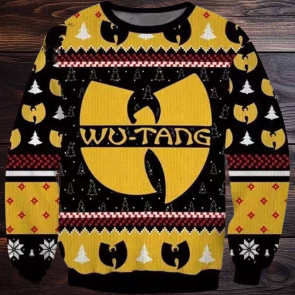 Wu Tang Clan Logo Print Ugly Christmas Sweater Black Yellow Color Wu Tang Clan Logo Print Ugly Christmas Sweater Black Yellow Color