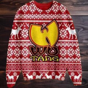 Wu Tang Clan Logo Signature Red White 2025 Ugly Christmas Sweater