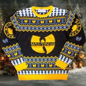 Wu Tang Clan Logo Snowflakes Yellow Black White Ugly Christmas Sweater