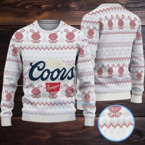 White Coors Banquet Beer Bunny Pattern Ugly Sweater