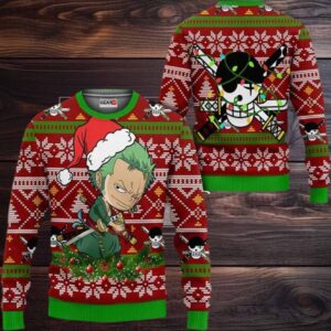 Zoro OP Anime Xmas Gifts One Piece Ugly Christmas Sweater