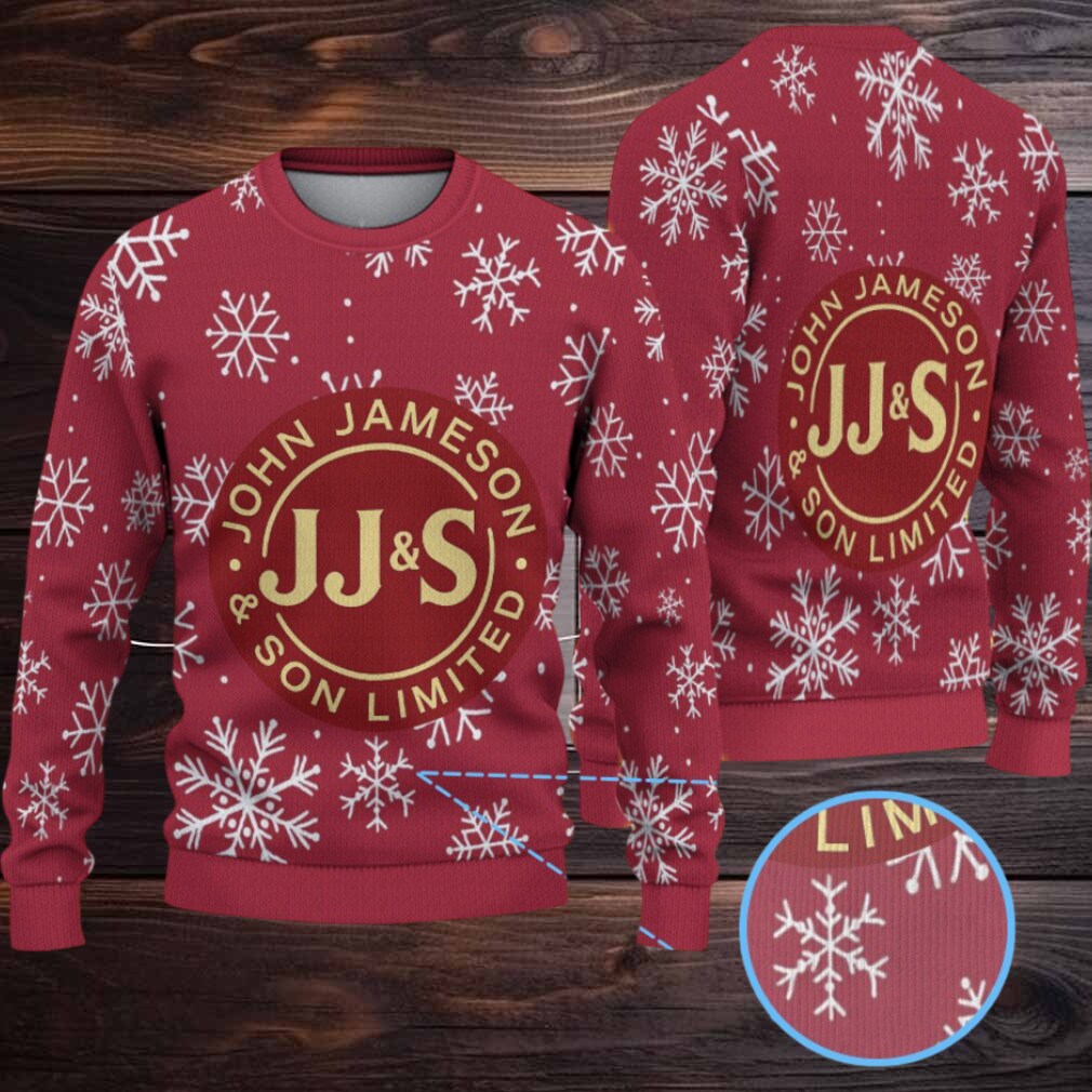 Red Jameson Whiskey JJ&S Logo Snowflake Blizzard Christmas Ugly Sweater Red Jameson Whiskey JJ&S Logo Snowflake Blizzard Christmas Ugly Sweater
