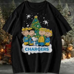 Peanuts Snoopy and Friends Los Angeles Chargers Christmas Tree T Shirt