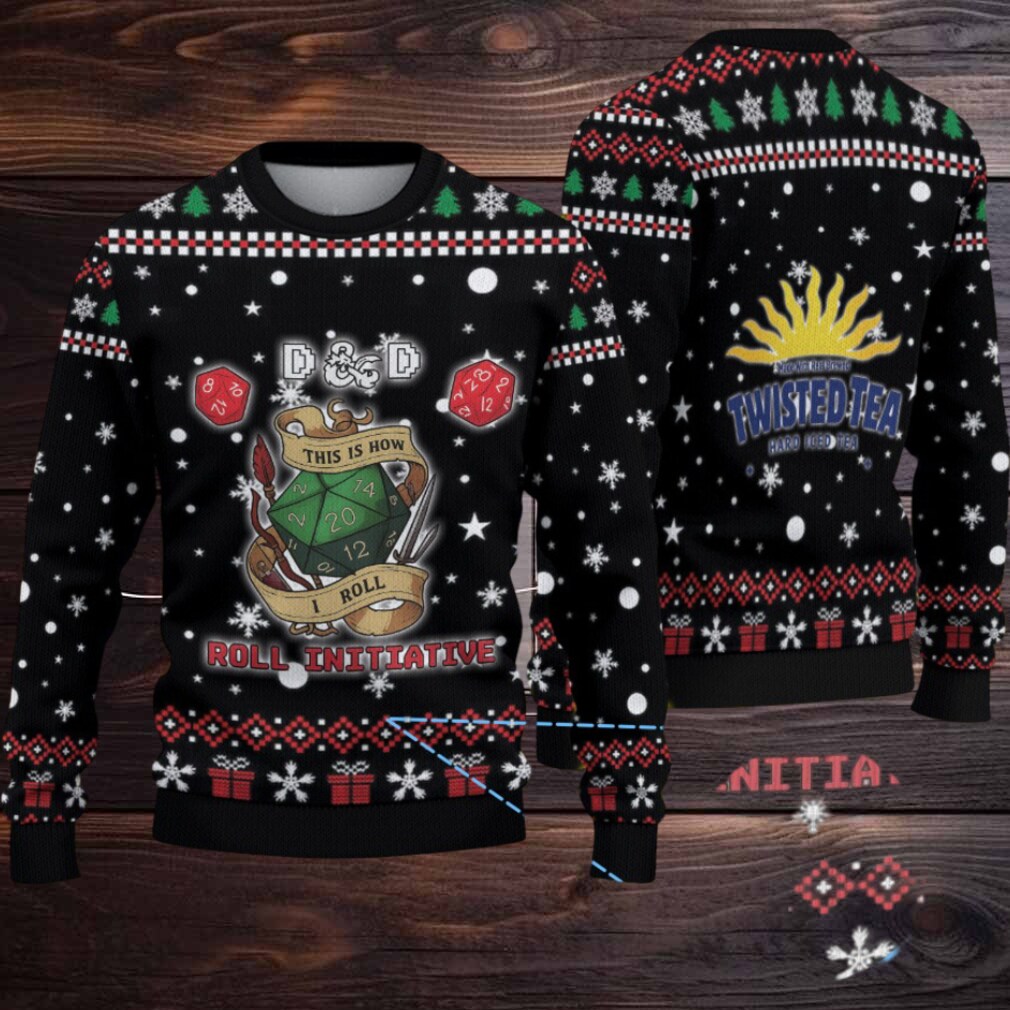 Black Twisted Tea D&D Dice Christmas Pattern Ugly Sweater Black Twisted Tea D&D Dice Christmas Pattern Ugly Sweater