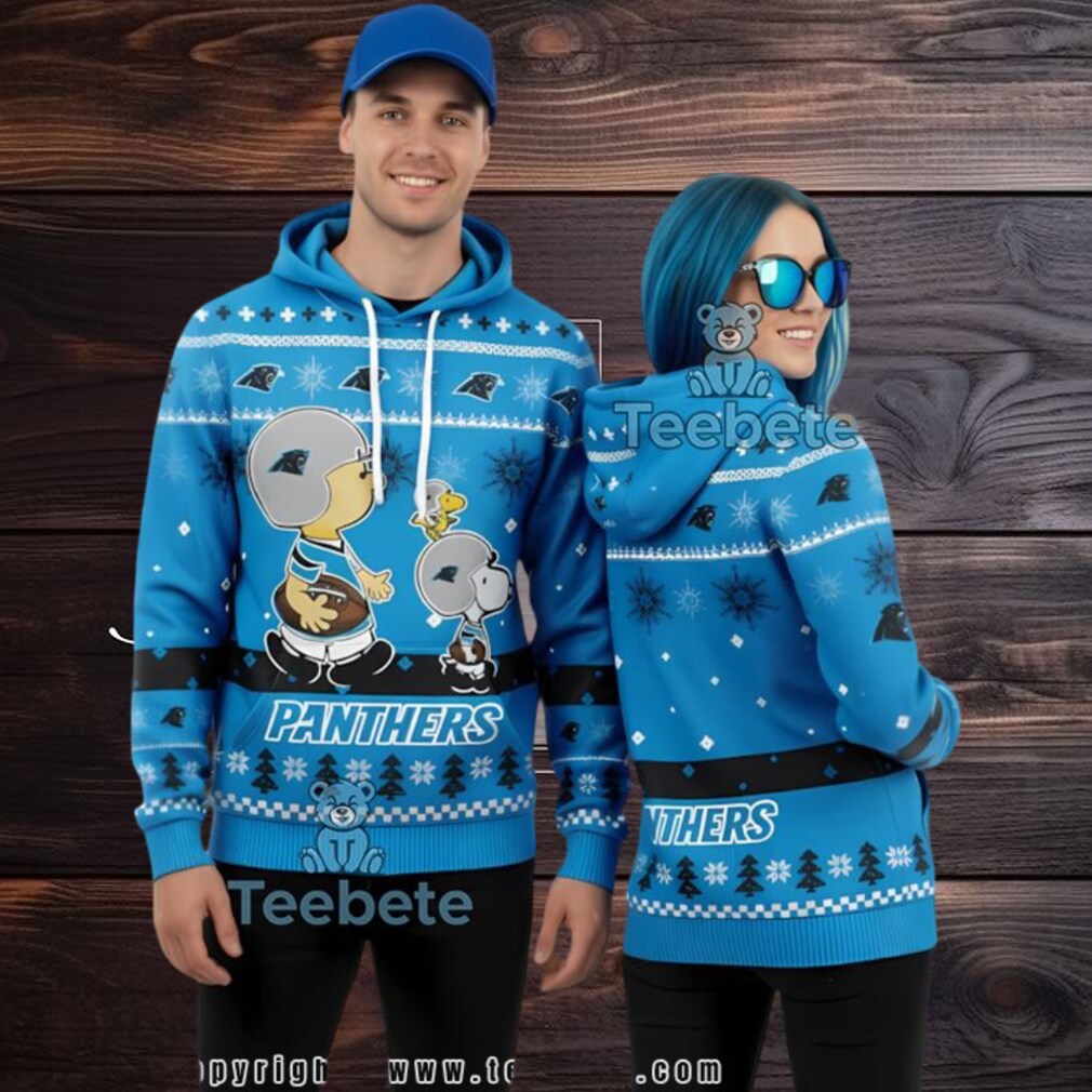 Carolina Panthers Charlie Brown Snoopy Football 3D Ugly Pullover Hoodie Carolina Panthers Charlie Brown Snoopy Football 3D Ugly Pullover Hoodie
