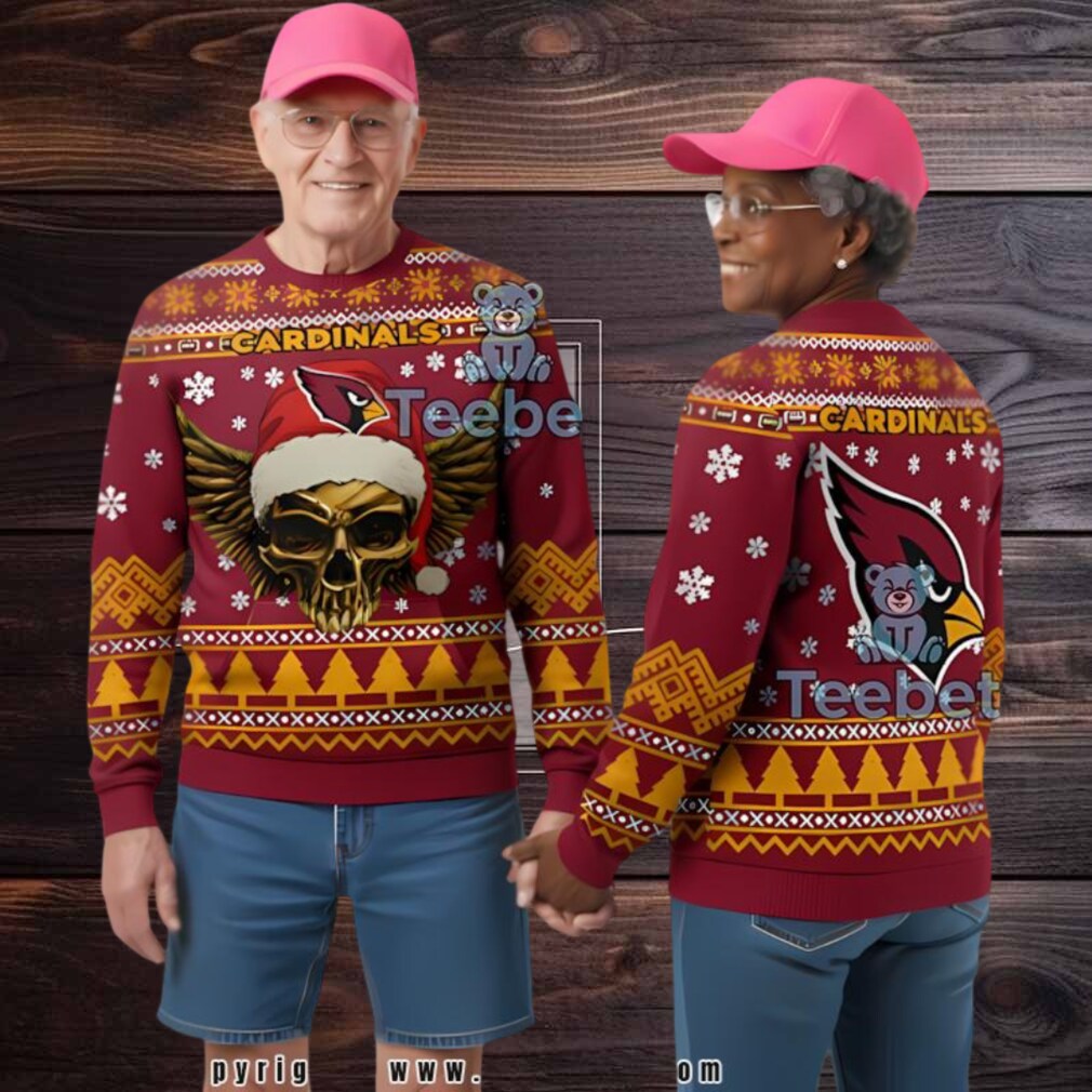 Arizona Cardinals Skull Ugly Christmas 3D Printed Hoodie Arizona Cardinals Skull Ugly Christmas 3D Printed Hoodie