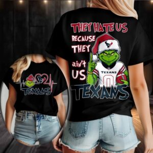Houston Texans Grinch Santa They Hate Us Because They Ain’t Us Merry Christmas Shirt