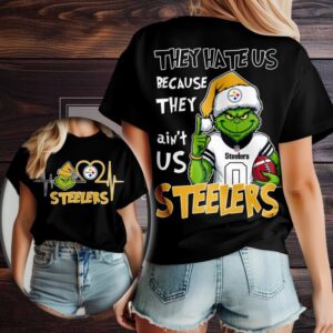 Pittsburgh Steelers Grinch Santa They Hate Us Because They Ain’t Us Merry Christmas Shirt