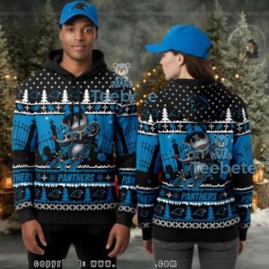 Carolina Panthers Jack Skellington 3D Ugly Hoodie Zipper