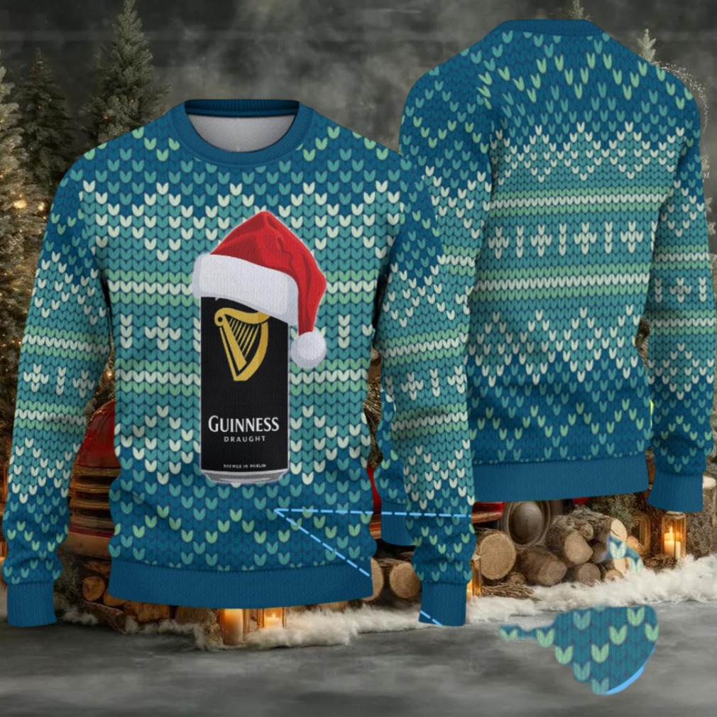 Teal & Navy Knit Hearts Guinness Draught Ugly Christmas Sweater Teal & Navy Knit Hearts Guinness Draught Ugly Christmas Sweater