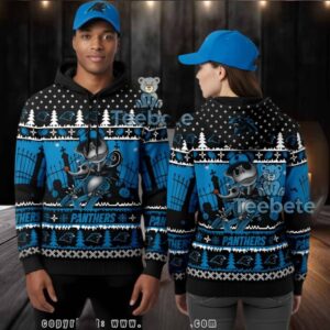 Carolina Panthers Jack Skellington 3D Ugly Hoodie Zipper