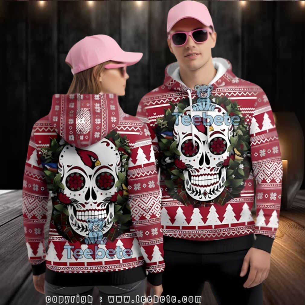Arizona Cardinals Skull Floral Ugly 3D Hoodie Men Arizona Cardinals Skull Floral Ugly 3D Hoodie Men