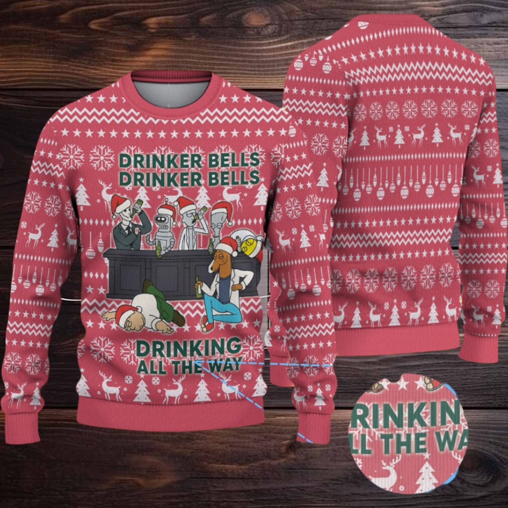 Red Jameson Drinker Bells Drinking All The Way Christmas Ugly Sweater Red Jameson Drinker Bells Drinking All The Way Christmas Ugly Sweater