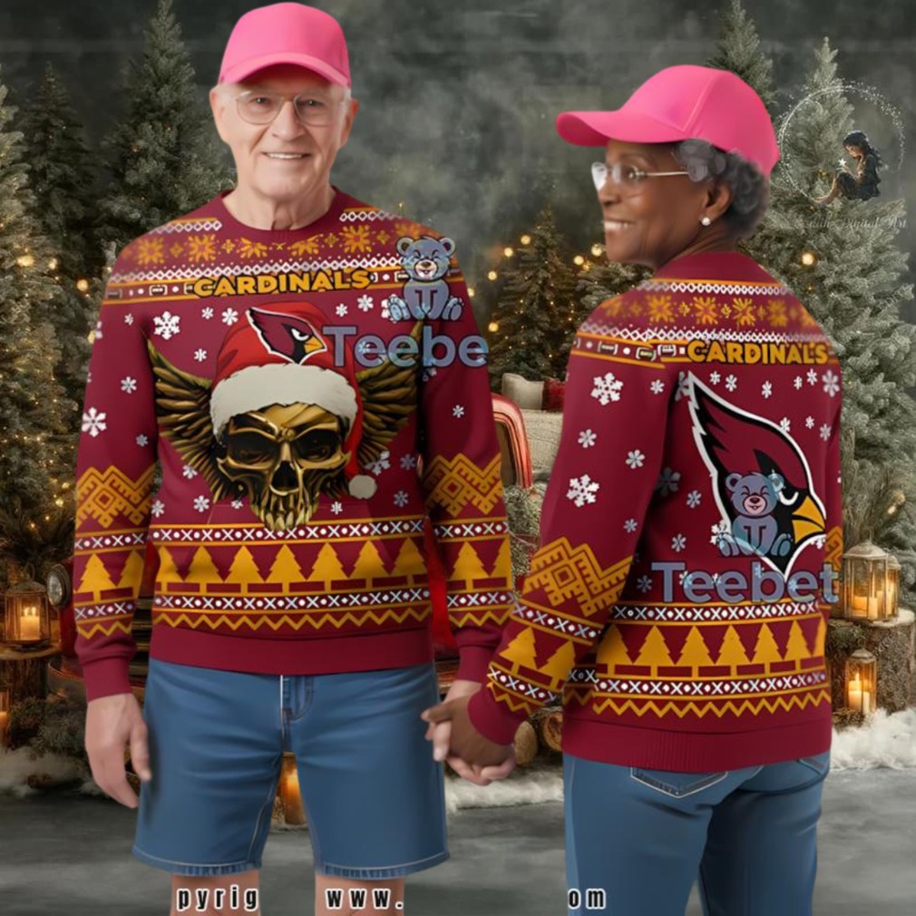 Arizona Cardinals Skull Ugly Christmas 3D Printed Hoodie Arizona Cardinals Skull Ugly Christmas 3D Printed Hoodie