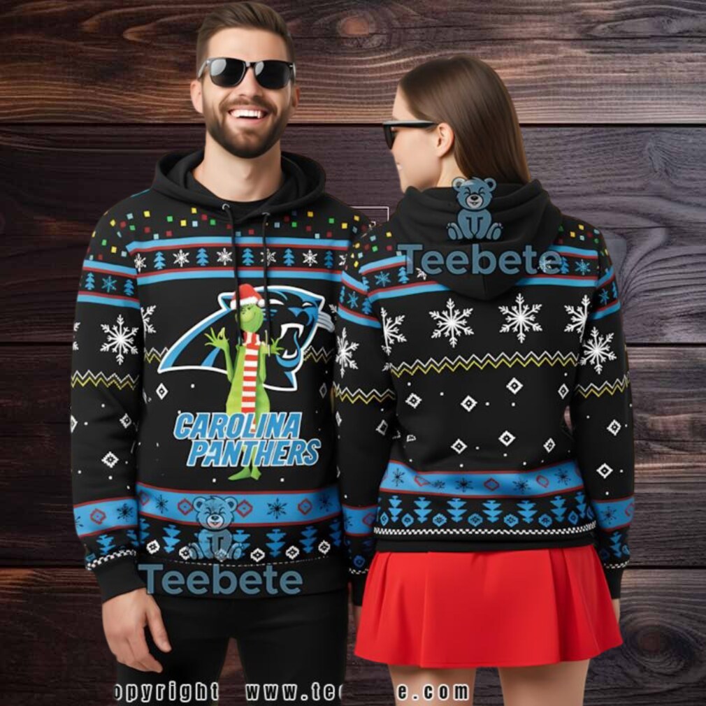 Carolina Panthers Grinch Holiday 3D Ugly Hoodie Zip Up Carolina Panthers Grinch Holiday 3D Ugly Hoodie Zip Up