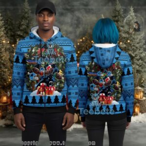 Carolina Panthers Christmas Tree 3D Ugly Hoodie Zip Up