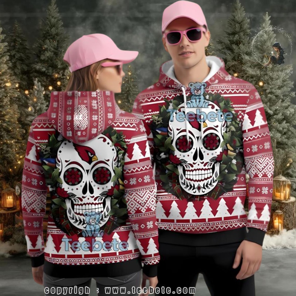 Arizona Cardinals Skull Floral Ugly 3D Hoodie Men Arizona Cardinals Skull Floral Ugly 3D Hoodie Men