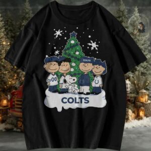 Peanuts Snoopy and Friends Indianapolis Colts Christmas Tree T Shirt