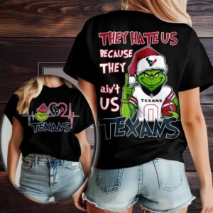 Houston Texans Grinch Santa They Hate Us Because They Ain’t Us Merry Christmas Shirt