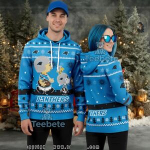 Carolina Panthers Charlie Brown Snoopy Football 3D Ugly Pullover Hoodie
