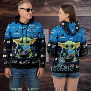 Carolina Panthers Baby Yoda Football 3D Ugly Hoodie Men