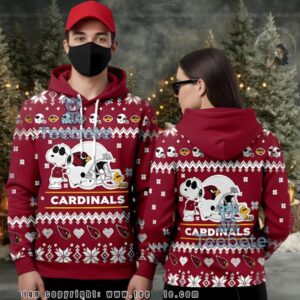 Arizona Cardinals Snoopy Ugly 3D Hoodie Youth