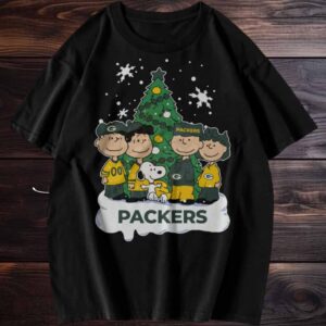 Green Bay Packers Christmas T shirt featuring Peanuts characters