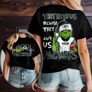Green Bay Packers Grinch Santa They Hate Us Because They Ain’t Us Merry Christmas Shirt