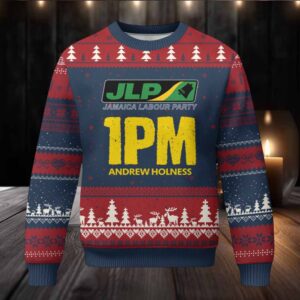 1PM Andrew Holness Ugly Christmas Sweater Support JLP Jamaica Labour Party